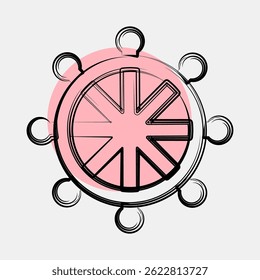 Icon dharma wheel. Buddhism and vesak elements. Icon in color spot style.