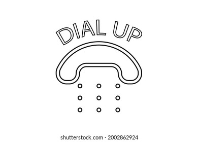 Icon of dial up vector. Black and white vector illustration.