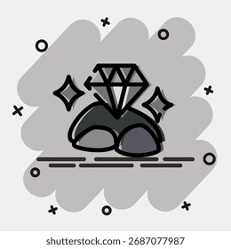 Icon diamond. Gold mining elements. Icon in comic style.