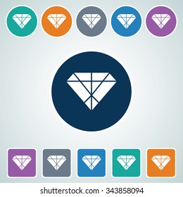 Icon of Diamond in Multi Color Circle & Square Shape. Eps-10.