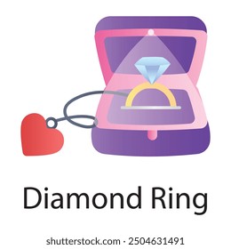 An icon of diamond ring in flat style  