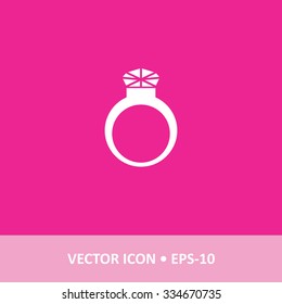 Icon of Diamond Ring on Magenta Color Background. Eps-10.