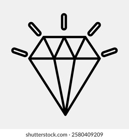 Icon diamond. Traditional tattoo elements. Icon in line style.