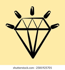 Icon diamond. Traditional tattoo elements. Icon in hand drawn style.