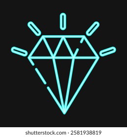 Icon diamond. Traditional tattoo elements. Icon in neon style.