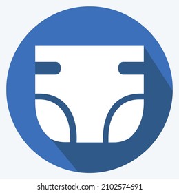 Icon Diaper 1 - Long Shadow Style - Simple illustration,Design template vector, Good for prints, posters, advertisements, announcements, info graphics, etc.