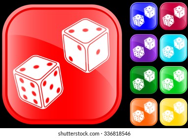 Icon of dice on shiny square buttons