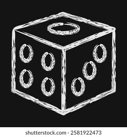 Icon dice. Traditional tattoo elements. Icon in chalk style.