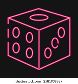 Icon dice. Traditional tattoo elements. Icon in neon style.