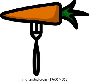 Icon Of Diet Carrot On Fork. Editable Bold Outline With Color Fill Design. Vector Illustration.