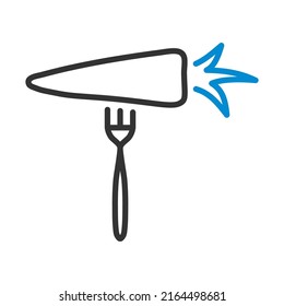 Icon Of Diet Carrot On Fork. Editable Bold Outline With Color Fill Design. Vector Illustration.