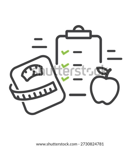 Icon for diet plan, healthy eating, weight loss and workout plan.