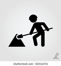 Icon of digging man silhouette with spade