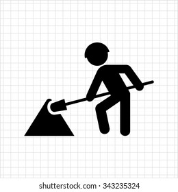 Icon Of Digging Man Silhouette With Spade