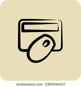 Icon Digital Banking. suitable for education symbol. hand drawn style. simple design editable