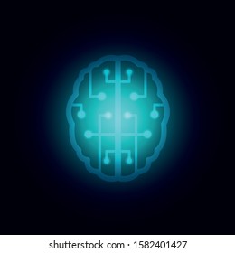 Icon digital brain. Flat design. Iilustrator design.