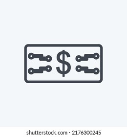 Moneda digital de iconos. adecuado para símbolo web digital. estilo de línea. diseño simple editable. vector de plantilla de diseño. ilustración de símbolo simple