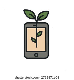 Icono "Desintoxicación digital" - Un teléfono "brotando" como una planta, en lugar de una pantalla.