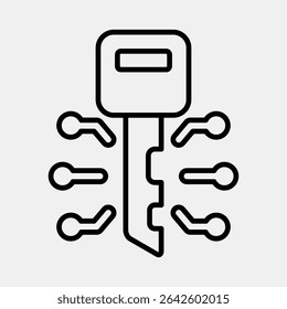 Icon digital key. Crypto currency elements. Icon in line style.