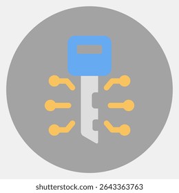 Icon digital key. Crypto currency elements. Icon in color mate style.