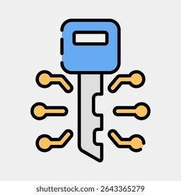 Icon digital key. Crypto currency elements. Icon in filled line style.