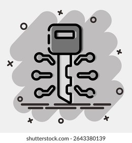 Icon digital key. Crypto currency elements. Icon in comic style.