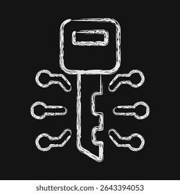 Icon digital key. Crypto currency elements. Icon in chalk style.