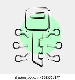 Icon digital key. Crypto currency elements. Icon in color spot style.