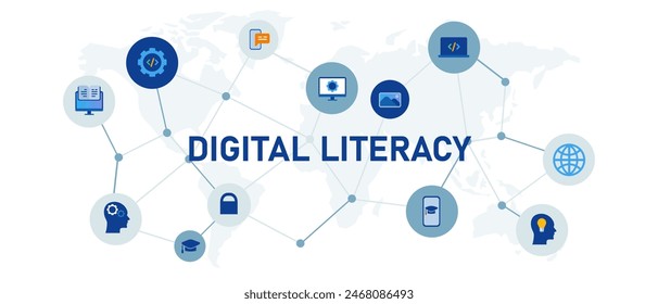 icono alfabetización digital aprender conocimiento información internet tecnología moderna