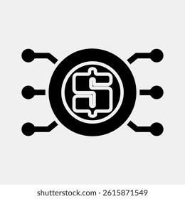 Icon digital money. Cashless society elements. Icon in glyph style.