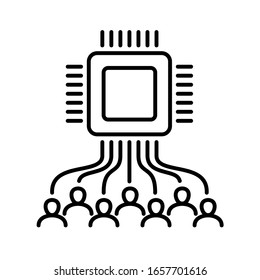 Icono digital, sociedad de red. Dependencia de los gadgets. Ciborgs. Procesadores en la cabeza de la gente. Sello digital de humanidad. Control informático de una persona.