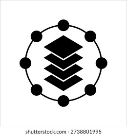 icon a digital platform with layered nodes and circular network, isolated against a clean background.