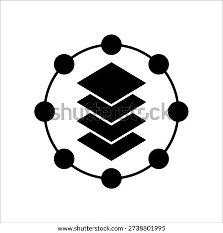 icon a digital platform with layered nodes and circular network, isolated against a clean background.