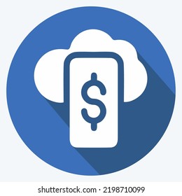 Icon Digital Wallet. suitable for education symbol. long shadow style. simple design editable. design template vector. simple illustration