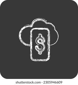 Billetera digital de iconos. adecuado para el símbolo educativo. estilo tiza. vector modificable de diseño simple
