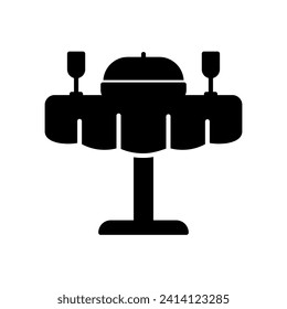 Icon of dinner table with meals and drinks
