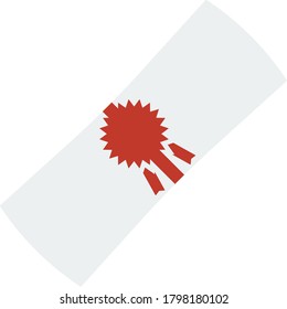 Icon Of Diploma In Ui Colors. Flat Color Design. Vector Illustration.