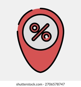 Icon discount location pin. Black Friday Sale elements. Icon in filled line style.