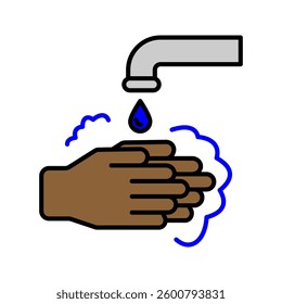 Icon  of disease prevention protect. Vector sanitizer, antiseptic, antibacterial symbols. Healthcare wash hands with rinse water, tap, soap safety icon.
