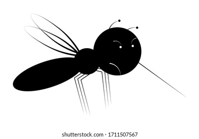 Icon, widerlich böse Mücke. Schädliches Insekt, krankheitsbedingte Vektorillustration. Schwarz-Weiß-Vektorillustration einzeln