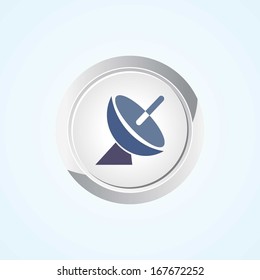 Icon of Dish Antenna on Button. Eps-10.