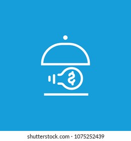 Icon of dish with bulb and dollar symbol. Lamp, money, metaphor. Startup project or innovation concept. Can be used for topics like startup, investment, idea.