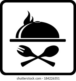 icon with dish and kitchen utensil - menu background
