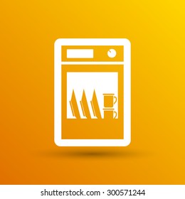 icon dishwasher appliance vector kitchen clean logo.