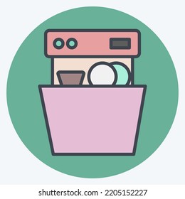 Icono Lavavajillas. adecuado para el símbolo Kitchen Appliances. estilo mate de color. diseño simple editable. vector de plantilla de diseño. ilustración simple