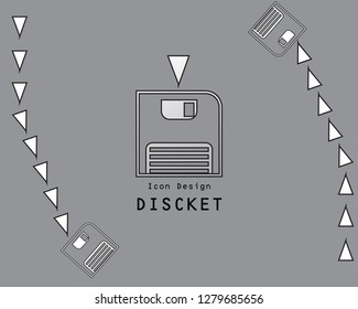 icon diskete flat style,retro electronic diskete media object