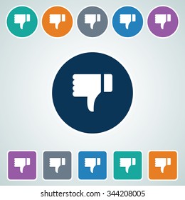 Icon of Dislike in Multi Color Circle & Square Shape. Eps-10.