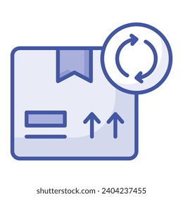 an icon with dispatched package and opposite direction arrows showing concept icon of reorder