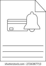 Icon displaying a file payment card and bell notification