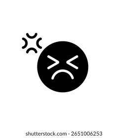Icon displays an angry face with expressive symbols, conveying strong emotion in simple design.